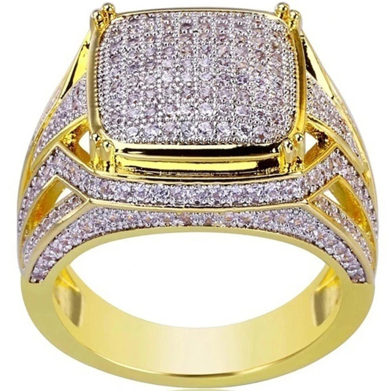 Wedding Band Ring Inlaid Crystal Invisible Setting Metal Wedding Men Jewelry