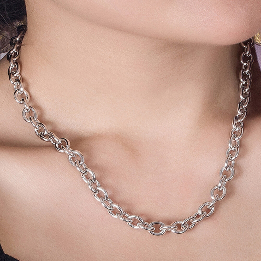 Men’s Women’s 8.5mm 925 Sterling Silver Rolo Chain Necklace Round Cable Necklace