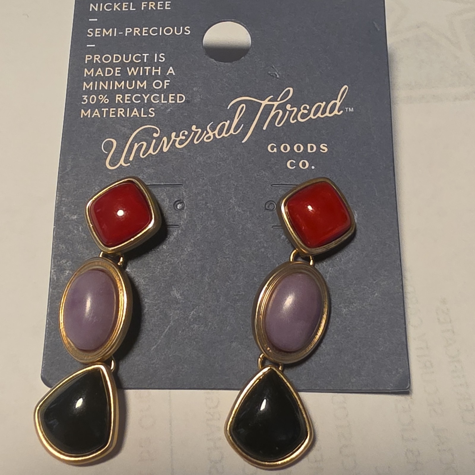 Universal Thread Multicolor Mixed Shapes Dangle/Drop Earrings Nickel-Free