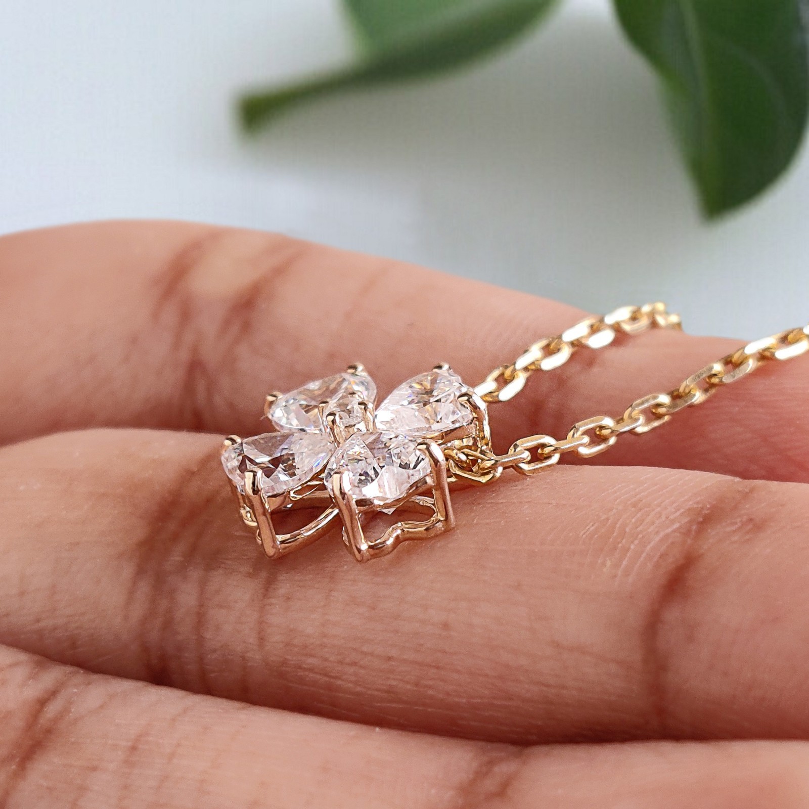 Heart Cut CZ Diamond Simulant Pendant Yellow Silver handmade jewelry Necklace