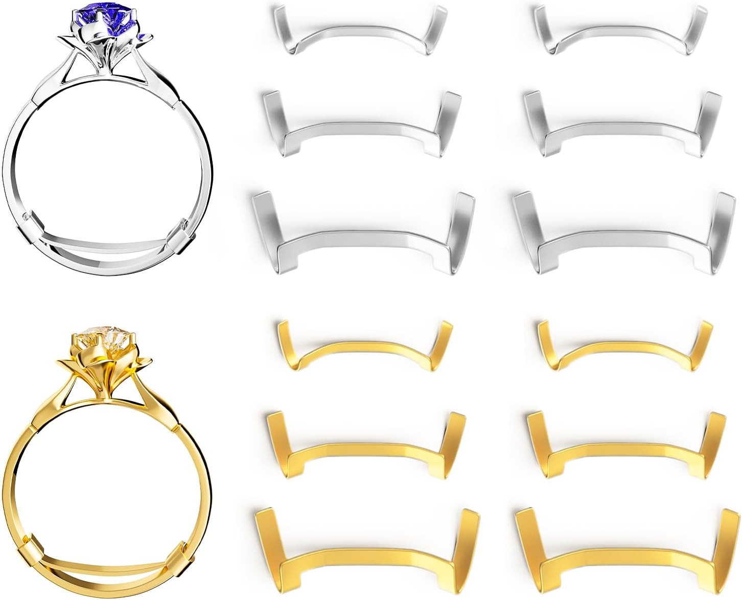 Filled Metal Ring Guard Set for Loose Rings, 12 Pack 3 Sizes for Different Band