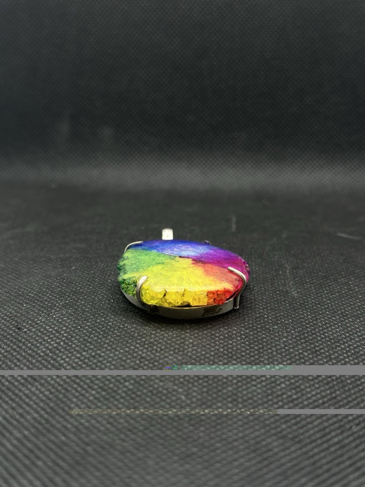 Raw Rainbow Solar Quartz Positive Uplifting Vibrations Silver Tone Pendant