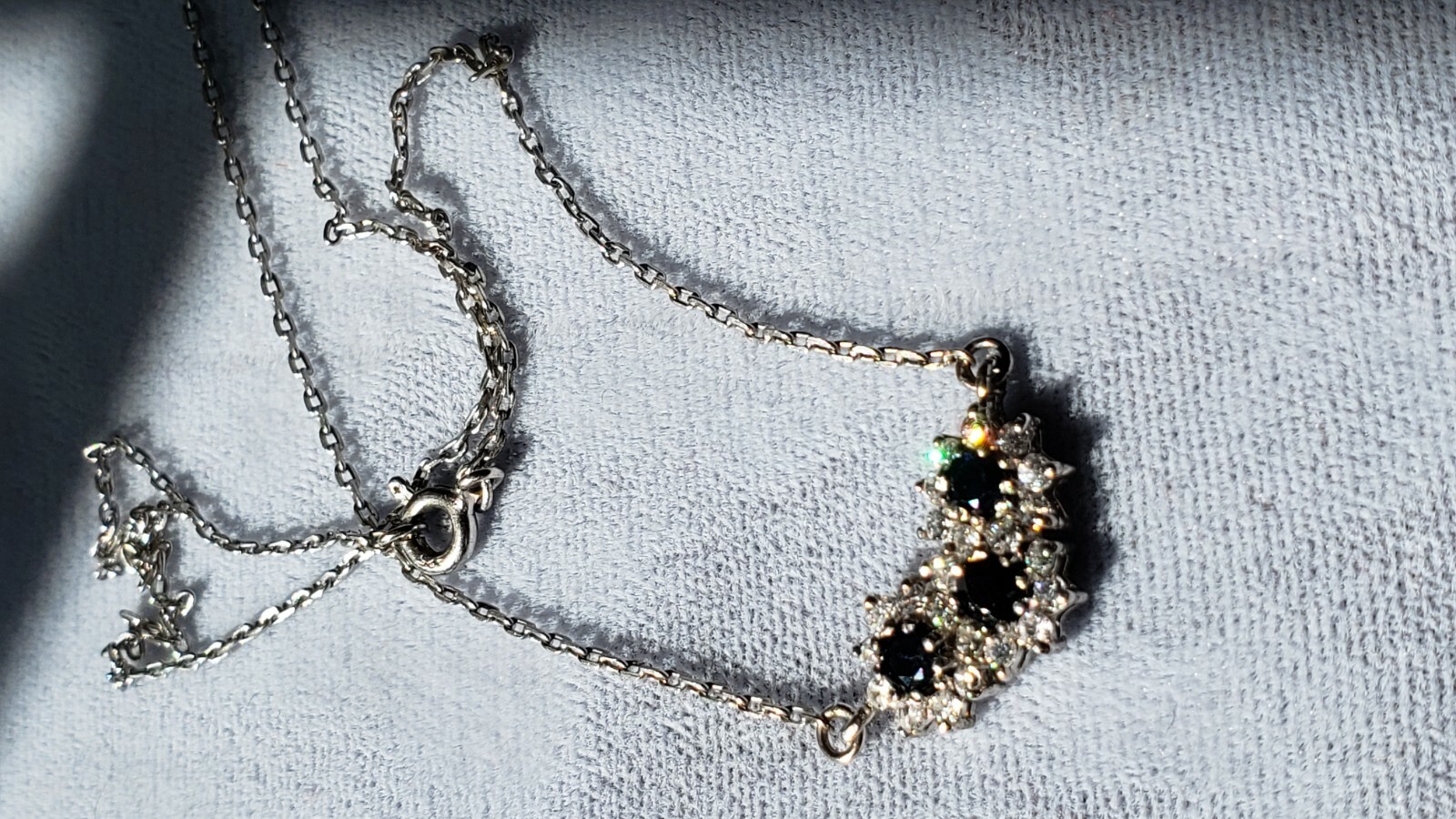 STERLING SILVER 925 NECKLACE, 18″ long, Cubic Zirconia, 3.2 grams,