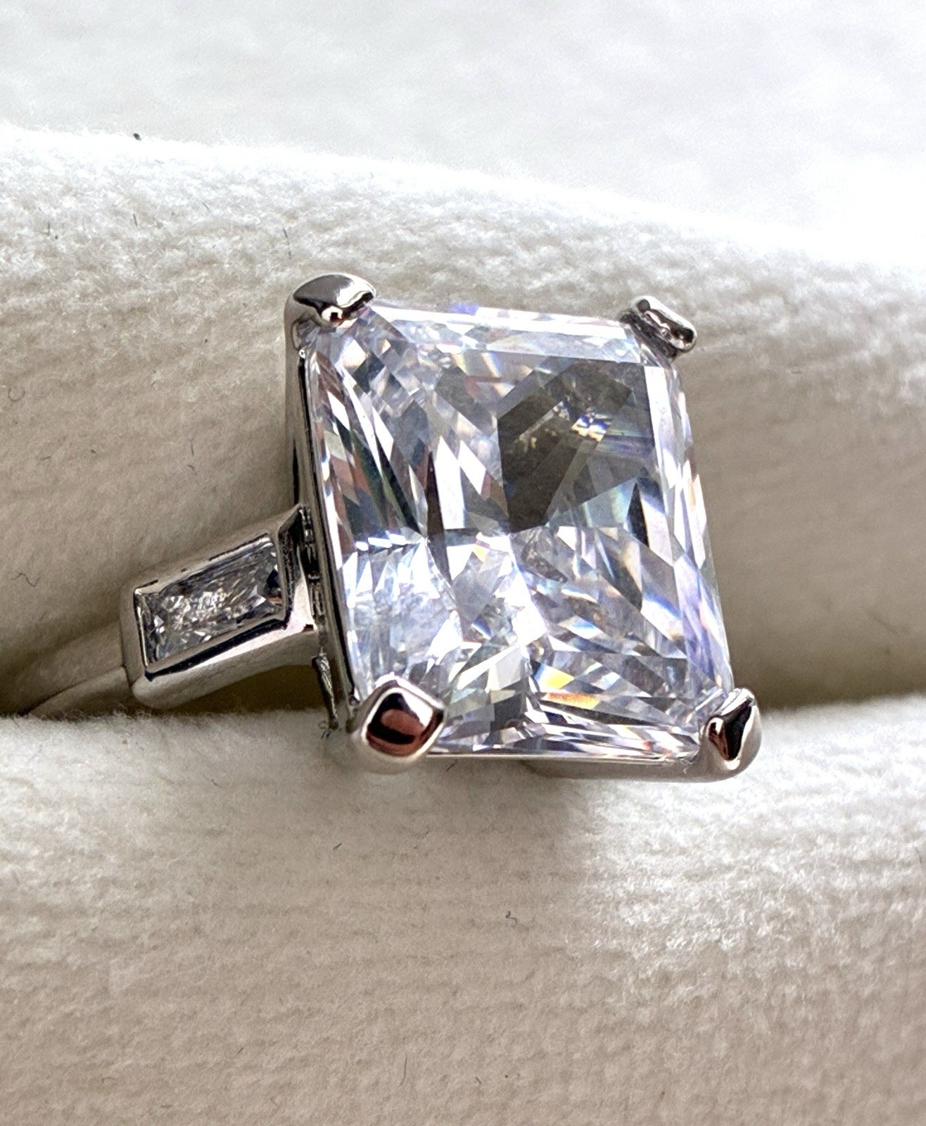 Grace Kelly Engagement Ring Replica Clarion Pell Emerald Cut, CZ Size 7 W/ Box