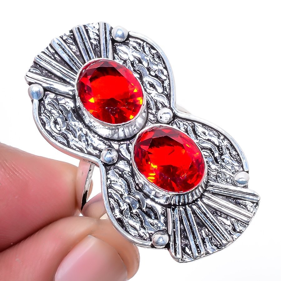 Mozambique Garnet Gemstone 925 Silver Plated Jewelry Ring s.8.5 T2778