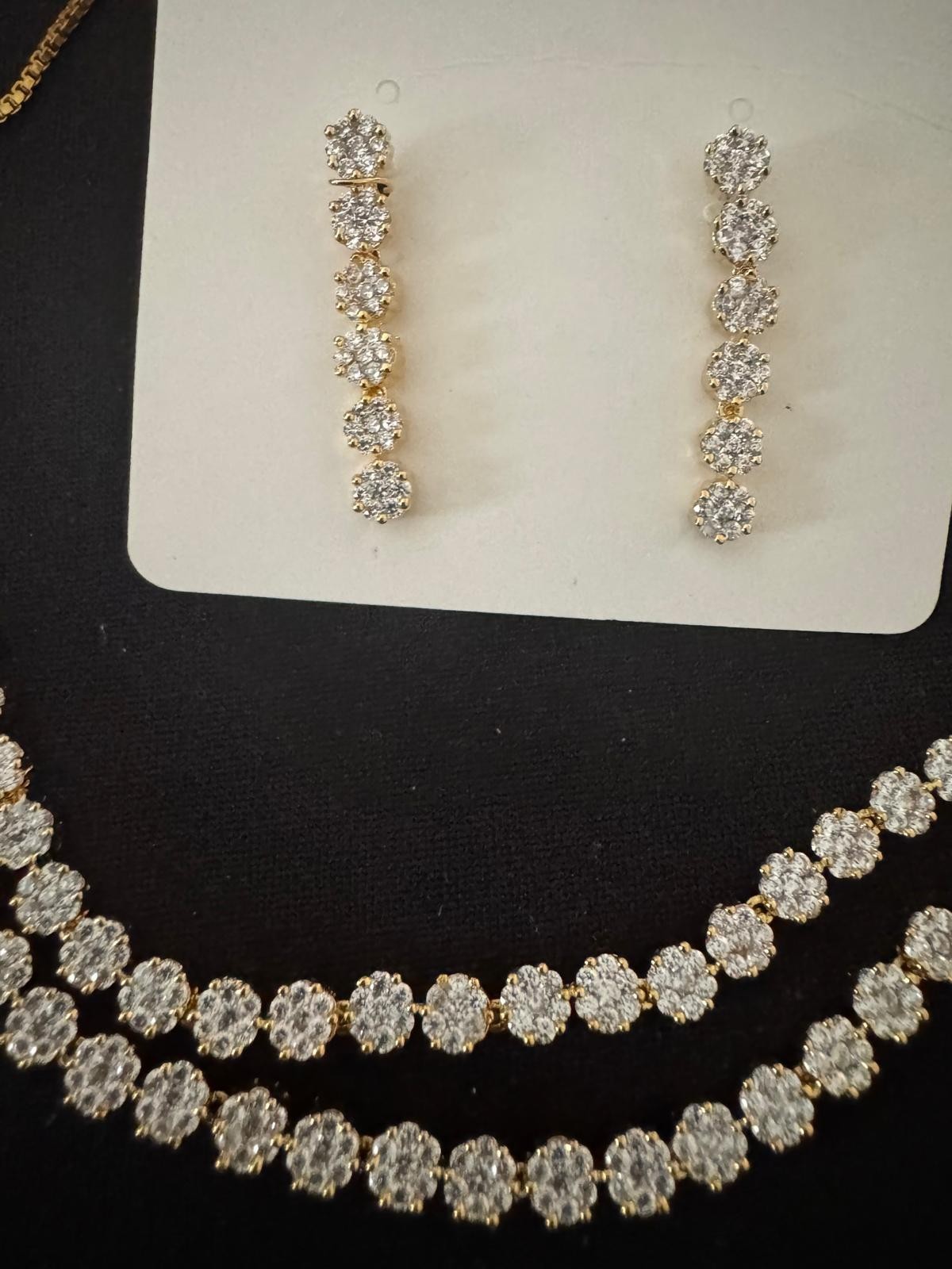 Artificial diamond stone necklace set with earrings