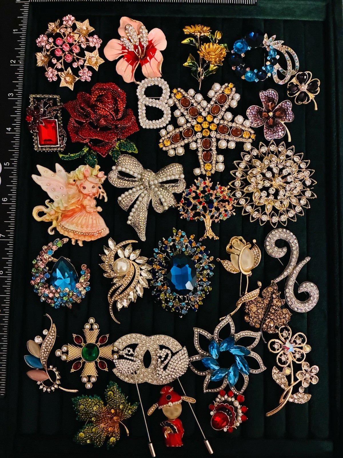 30pc Pink Blue Brooch LotStatement Rhinestone Crystal Flower Fairy Mix