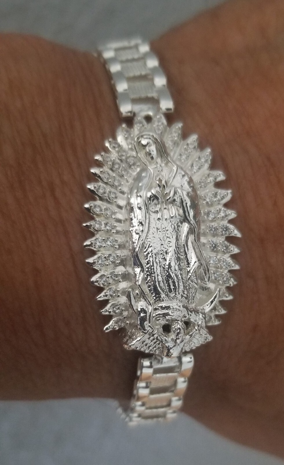 esclava virgen de guadalupe, plata 925 mx vigen de guadalupe silver bracelet.
