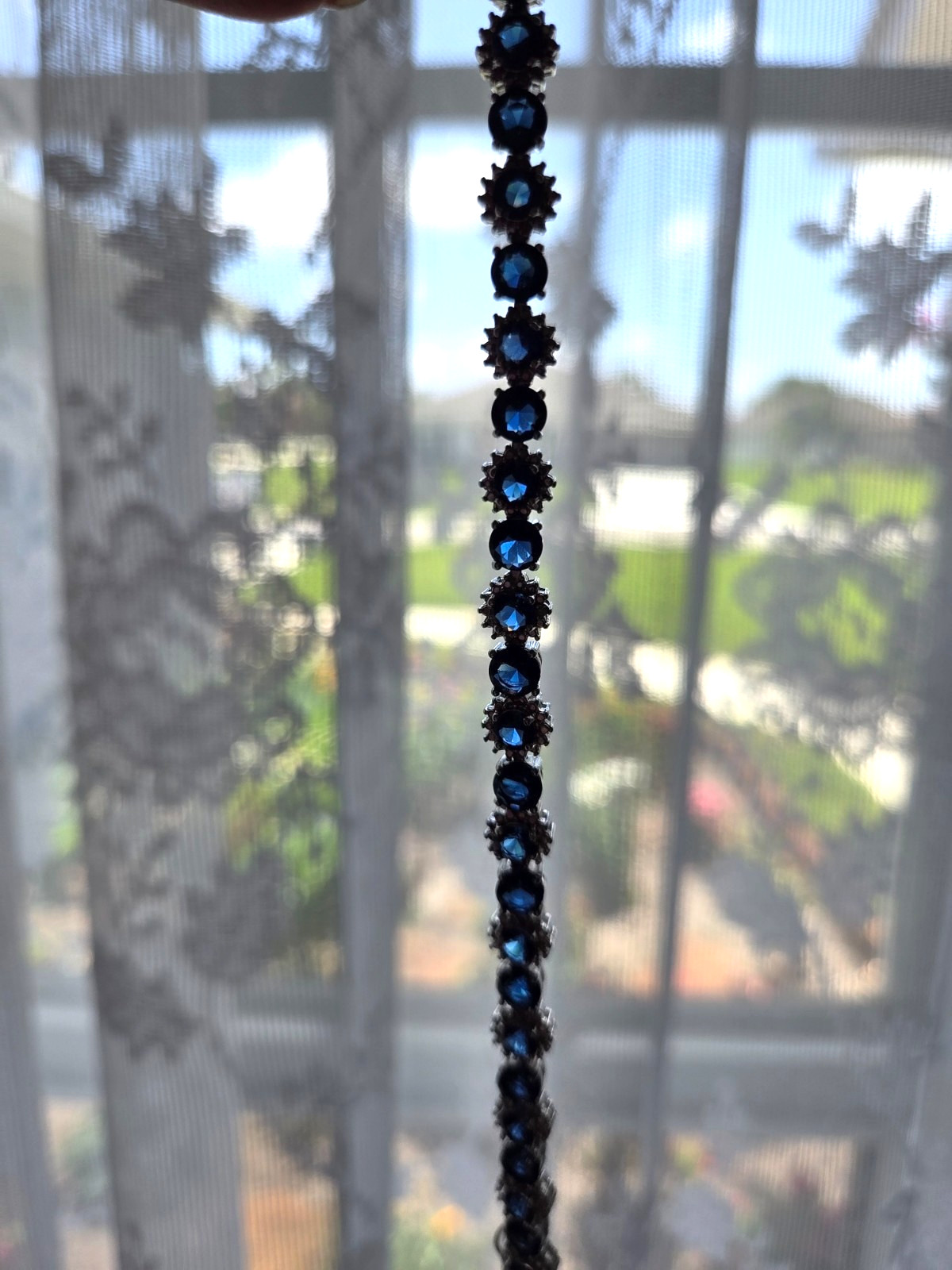 New Sterling Silver Simulated Sapphire Tennis Bracelet