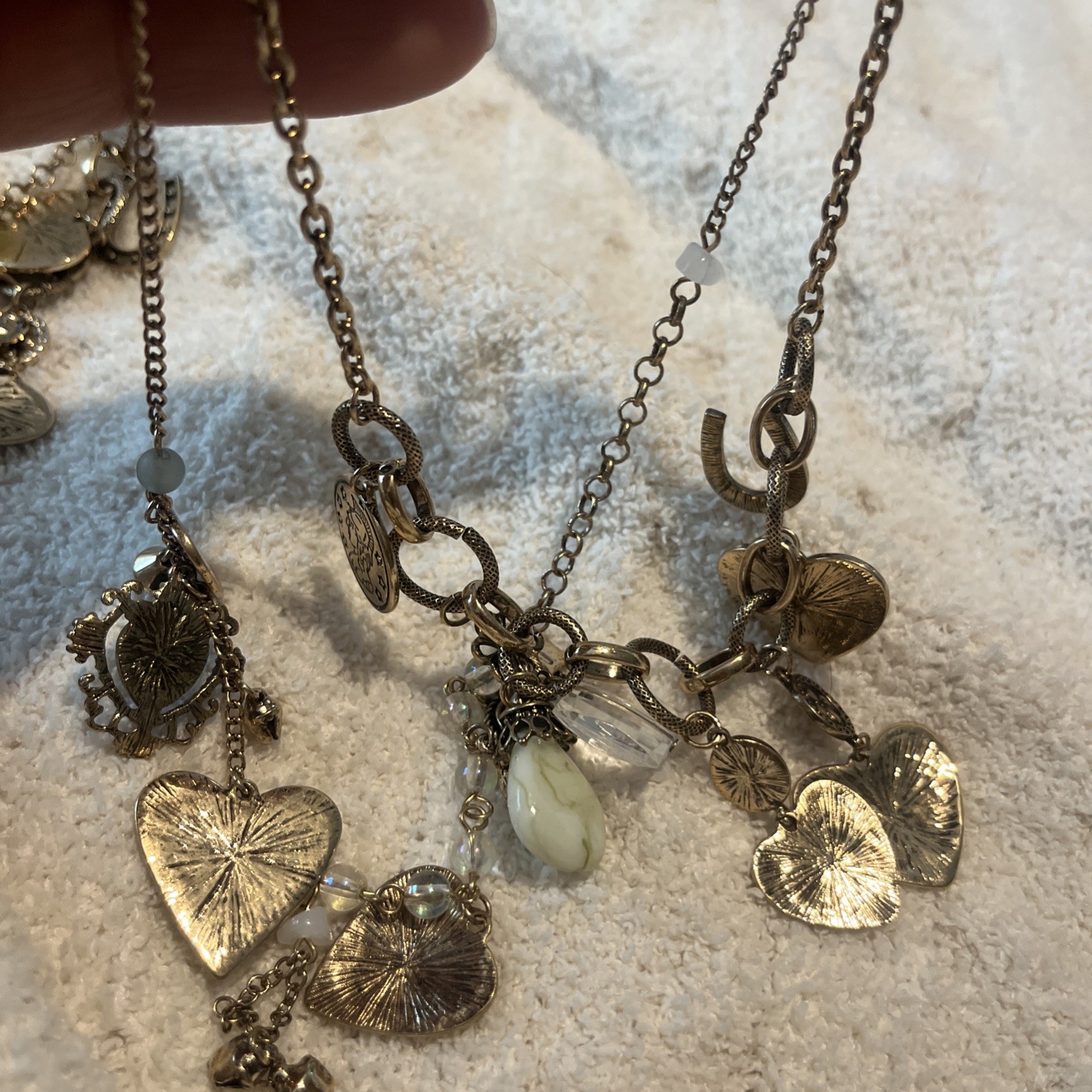 2 separate Chico’s Gold-Tone Beaded Charms Necklace 14-17 in