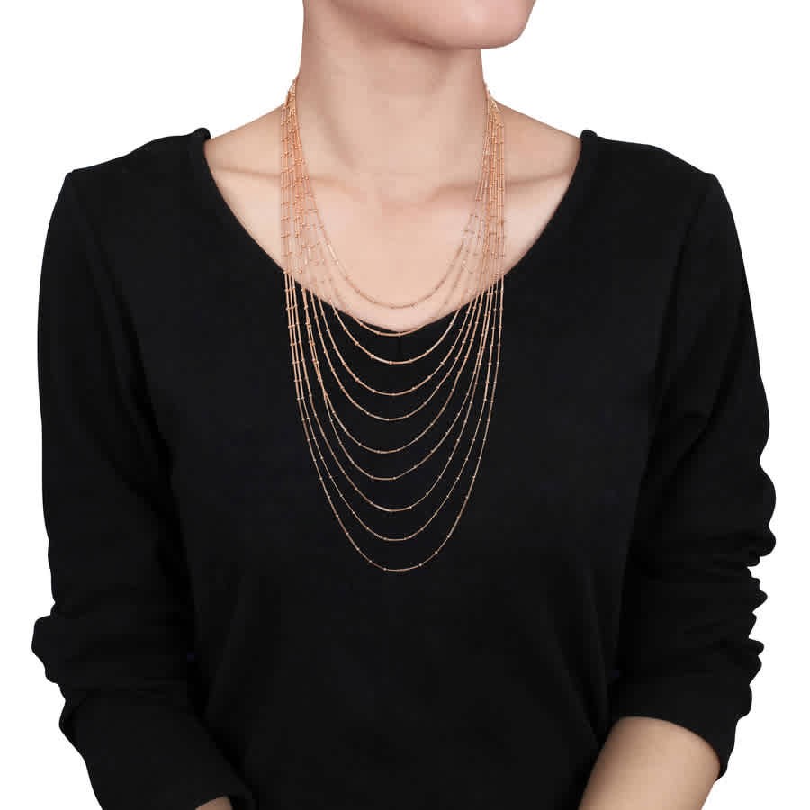 AMOUR Multi-Strand Chain Necklace In Rose Plated Sterling Silver, 18 In