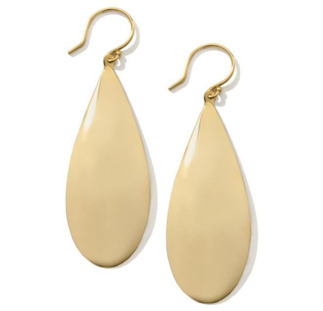 Technibond Oval Polished Elongated Drop Earrings 14K Yellow Gold Clad 925 Silver
