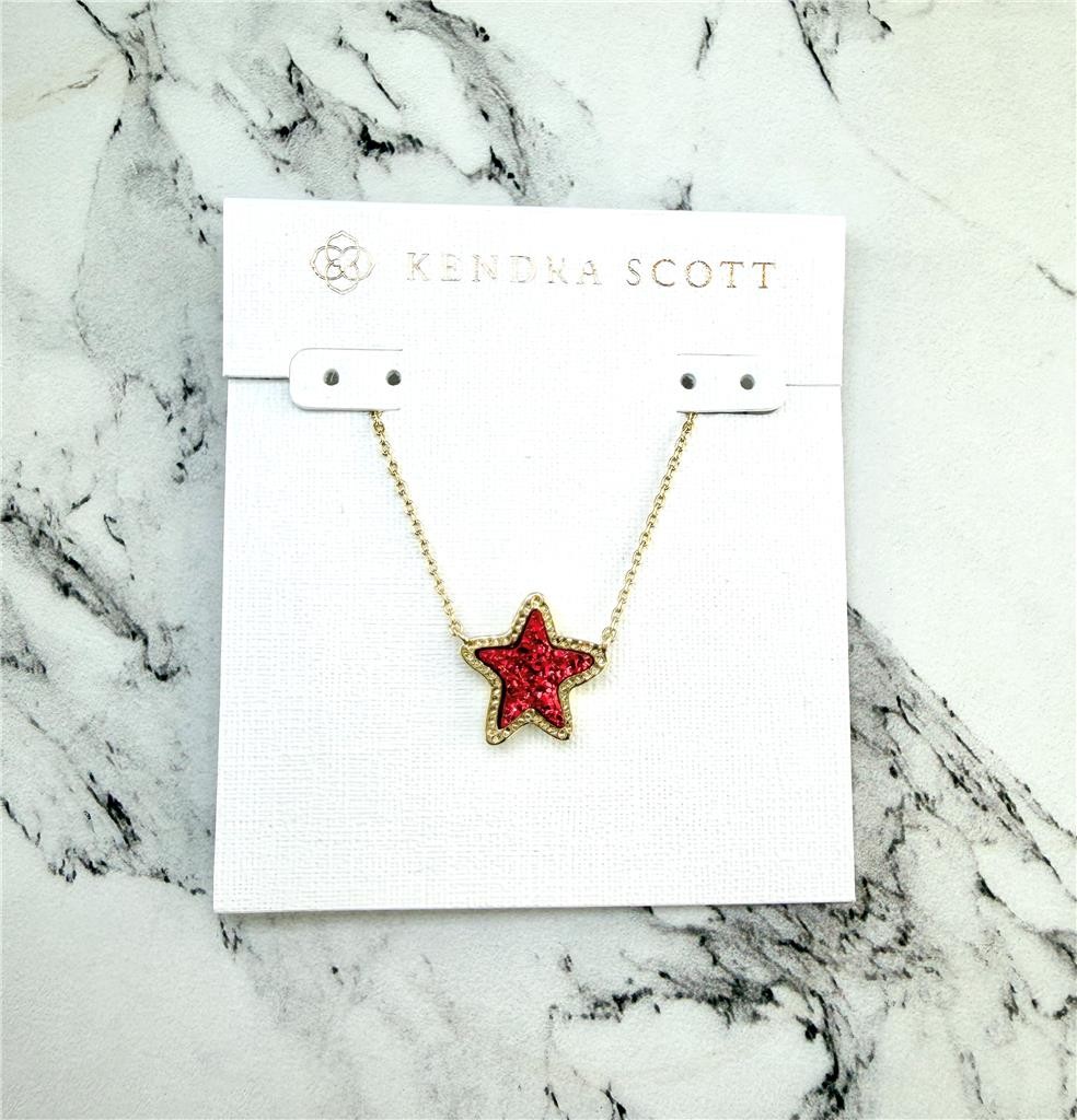 Kendra Scott Jae Star Necklace in Red Drusy