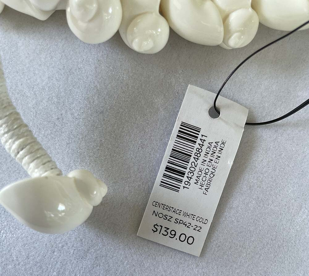 CHICO’S Statement White Faux Shell 3 Strands Long Chunky Necklace NWT $139