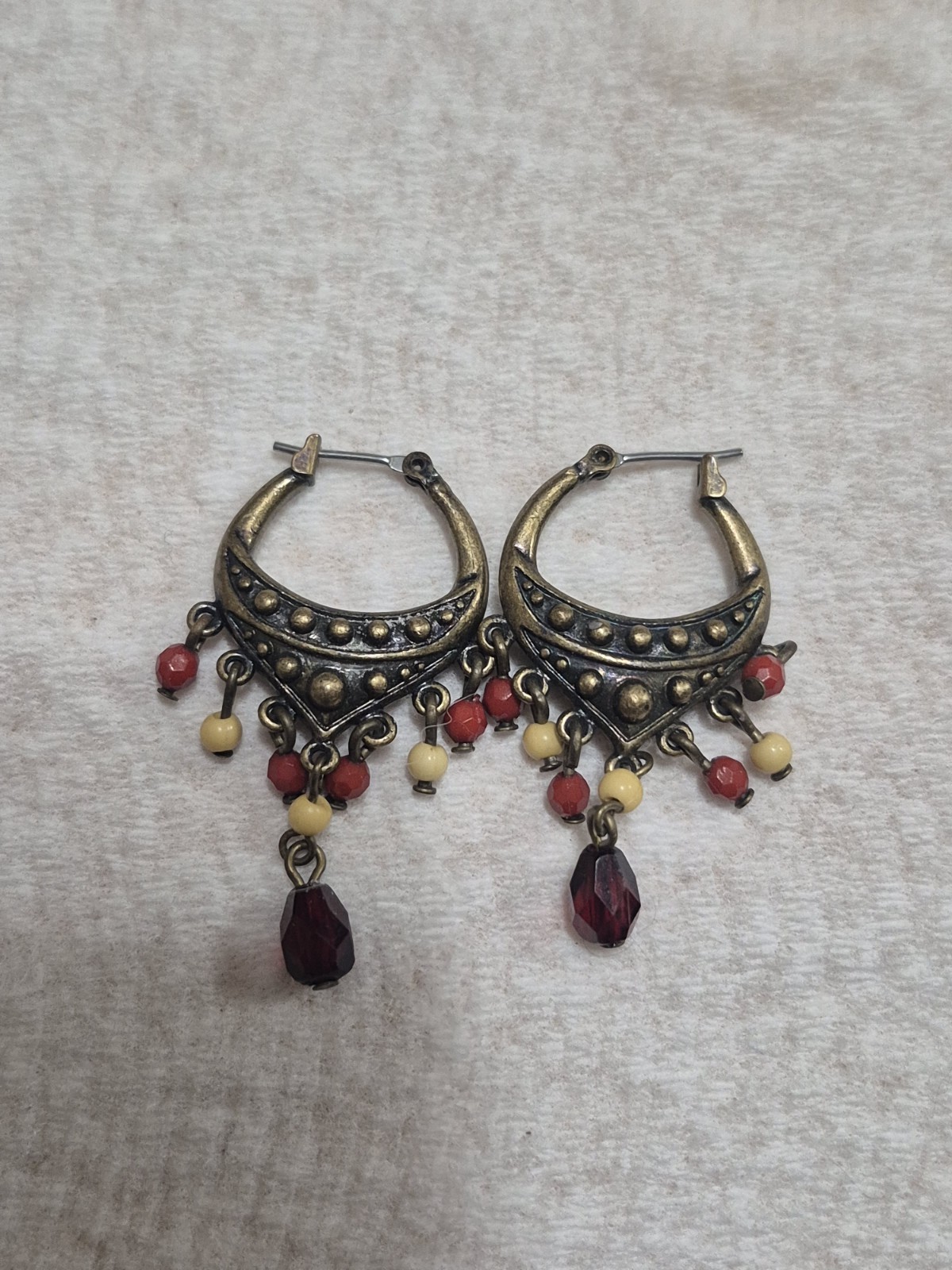 Vintage Antique Bronze Boho Chandelier Hoop Earrings – Beaded Fringe Dangle