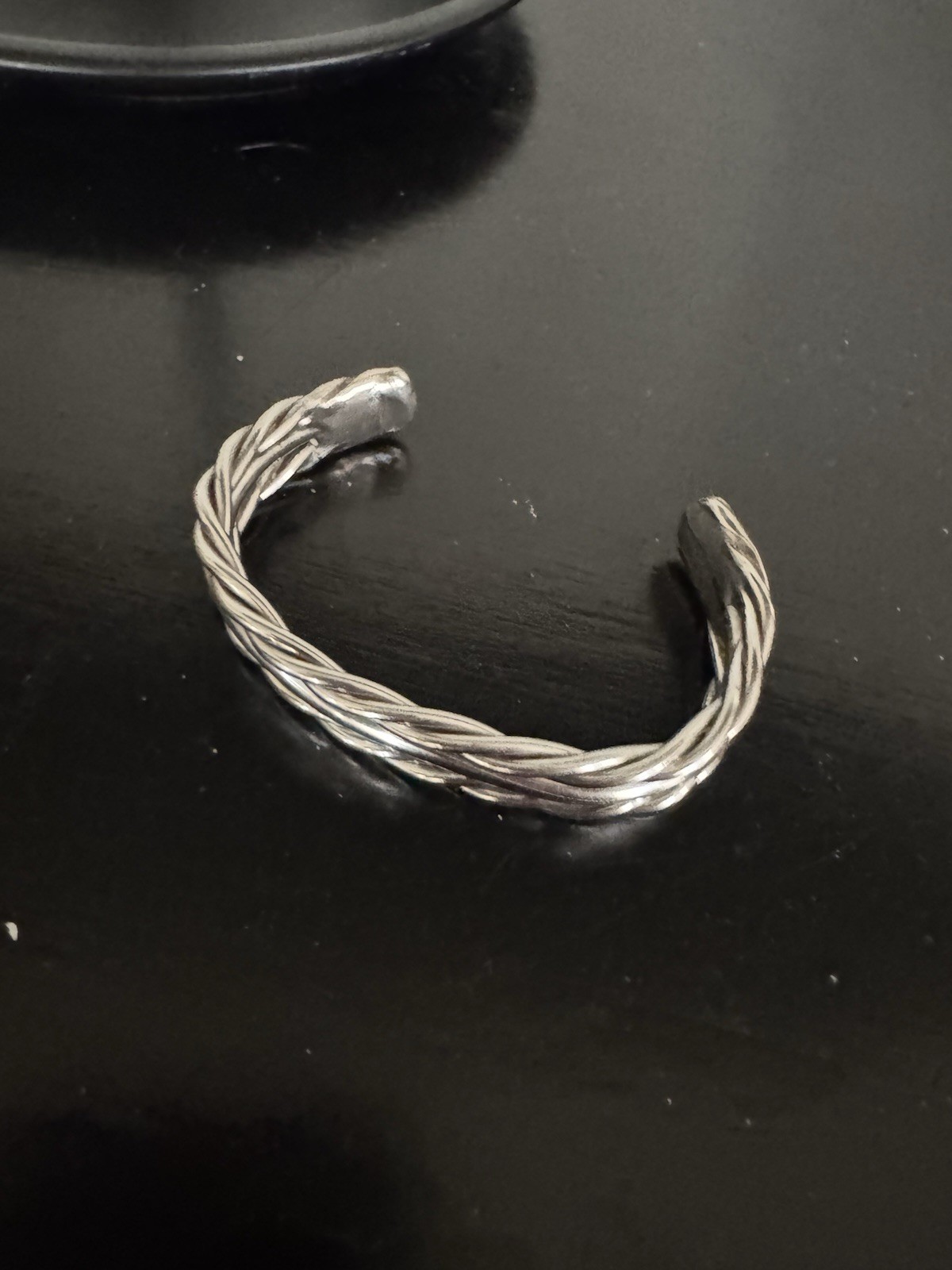 Vintage Silver Tone Twisted Rope Cable Stackable Metal Cuff Bracelet No Stone