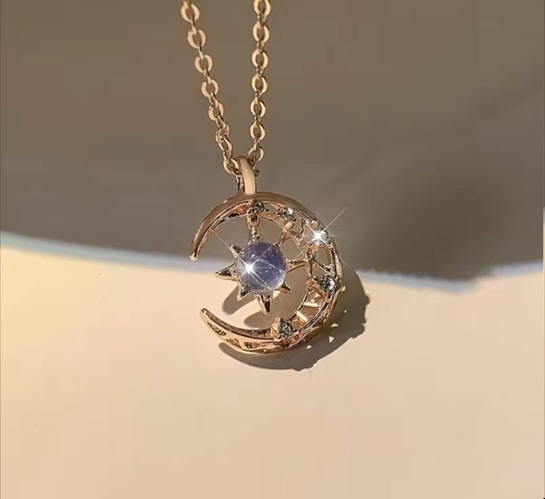 Star Moon Pendant Necklaces for Women Simple Clavicle Chain