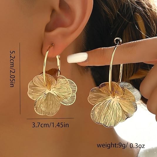 Dangle Flower Earrings for Women Statement Trendy Hoop Earring Floral Drop Earri