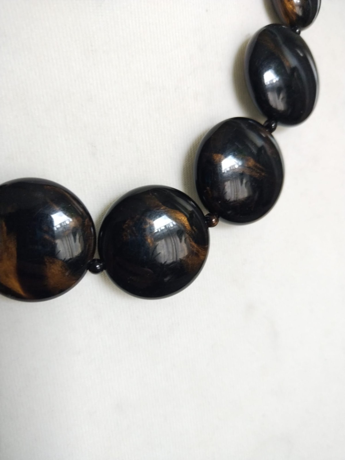 Black Gold Marble Effect Mixed Shapes Plastic Beads Graduated Necklace
