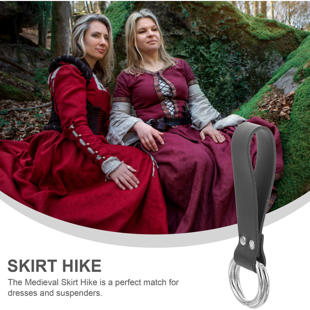 Double Ring Skirt Hike Tool Belt Accessory Leather Renaissance Loop Attachment