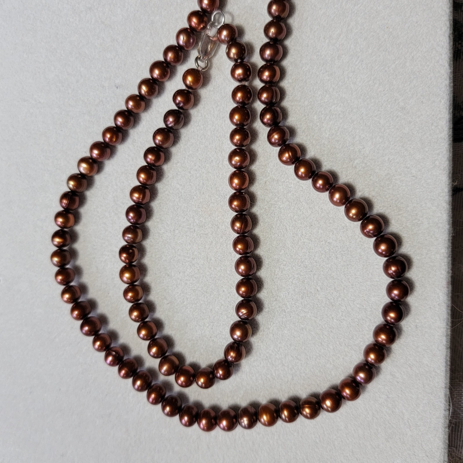 Chocolate Fresh Water Pearl 16 Necklace and 7 Bracelet Set Silver Tone
