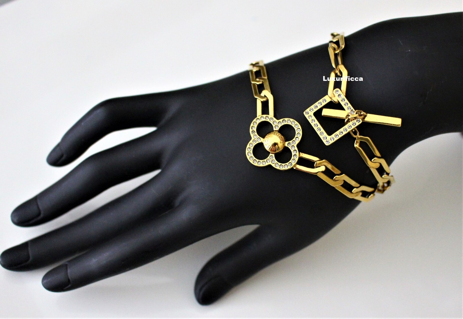 5 DAYS SALE AUTH. Vintage LOUIS VUITTON Gold Plated Crystal Choker/Bracelet