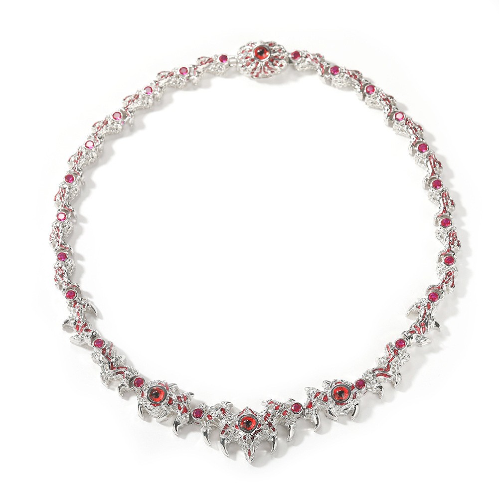 Hip Hop Jewelry Red Eye Bramble Chain Necklace Gold Filled CZ Zircon Accessories