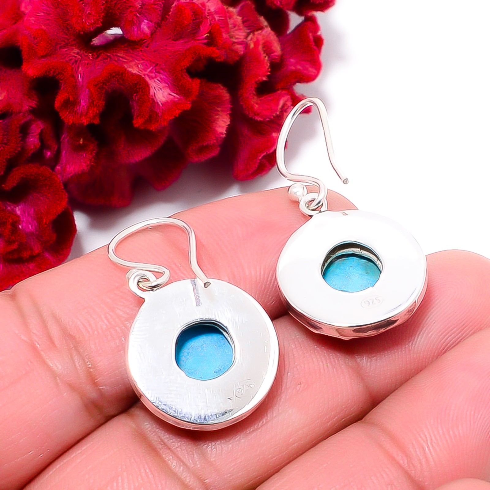 Magnesite Turquoise Designer Handmade 925 Sterling Silver Earring 1.2″ E94621