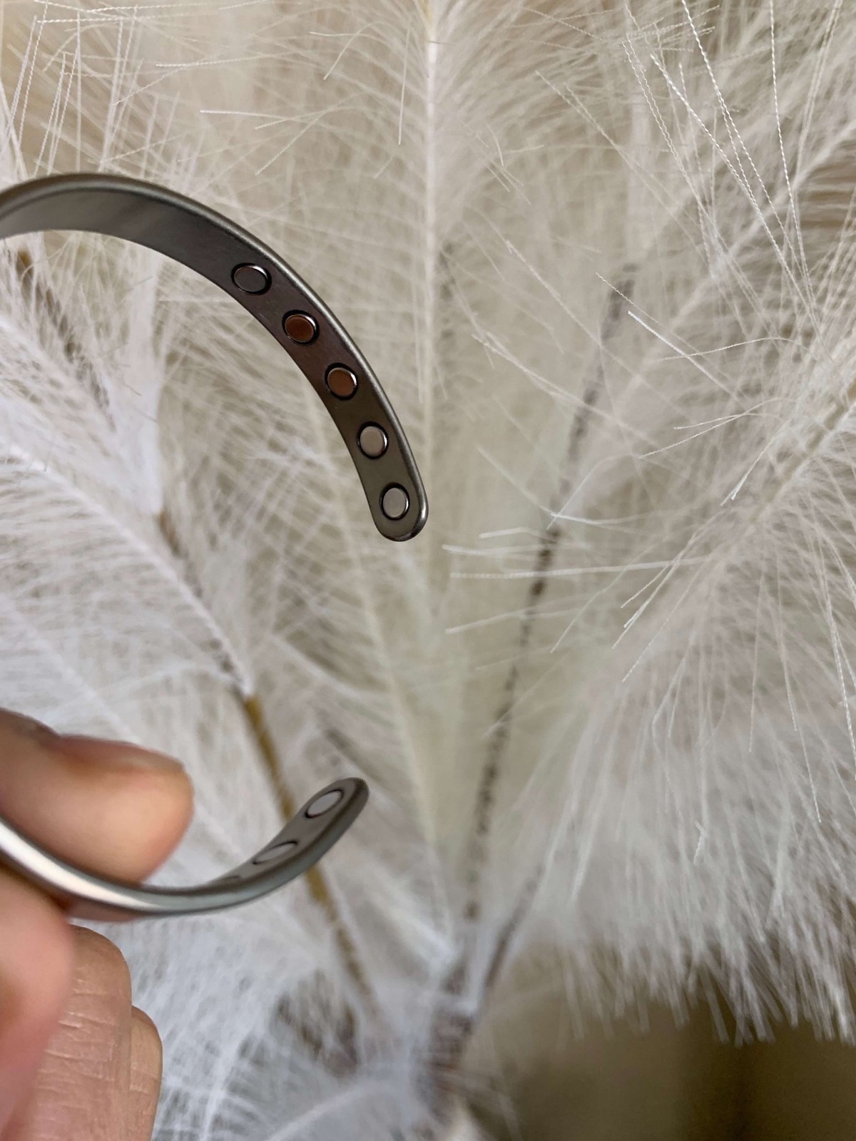 Silver Titanium Magnetic Bracelet Cuff 10 Magnets Arthritis Pain Energy Balance