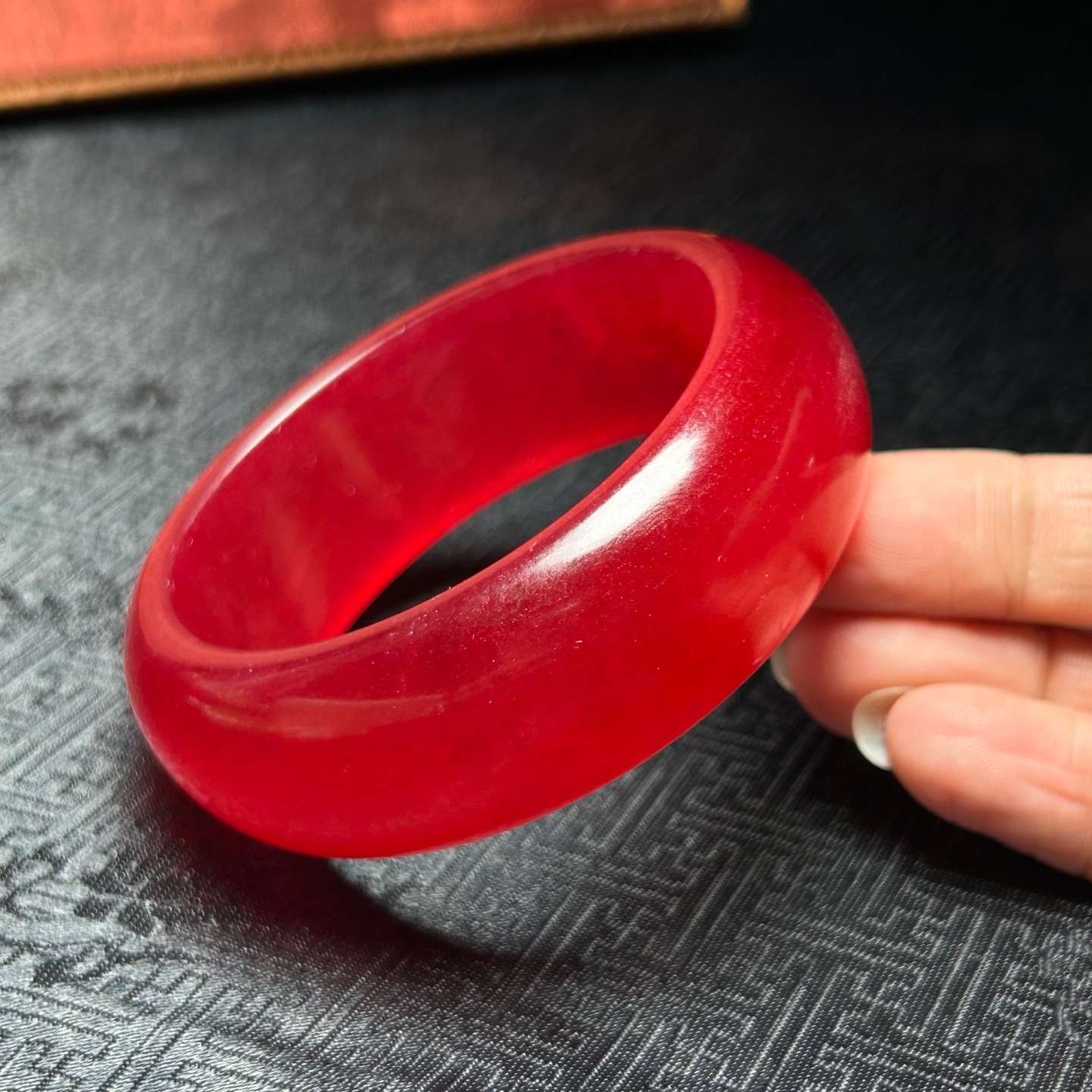 56MM Real Natural Myanmar high Ice Red Jade jadeite tyre bracelets bangle