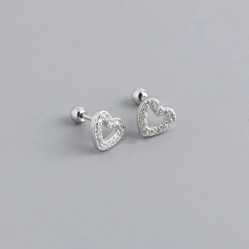 18K Gold Plated Open Heart Earring, Dainty Studs for Women and Girls