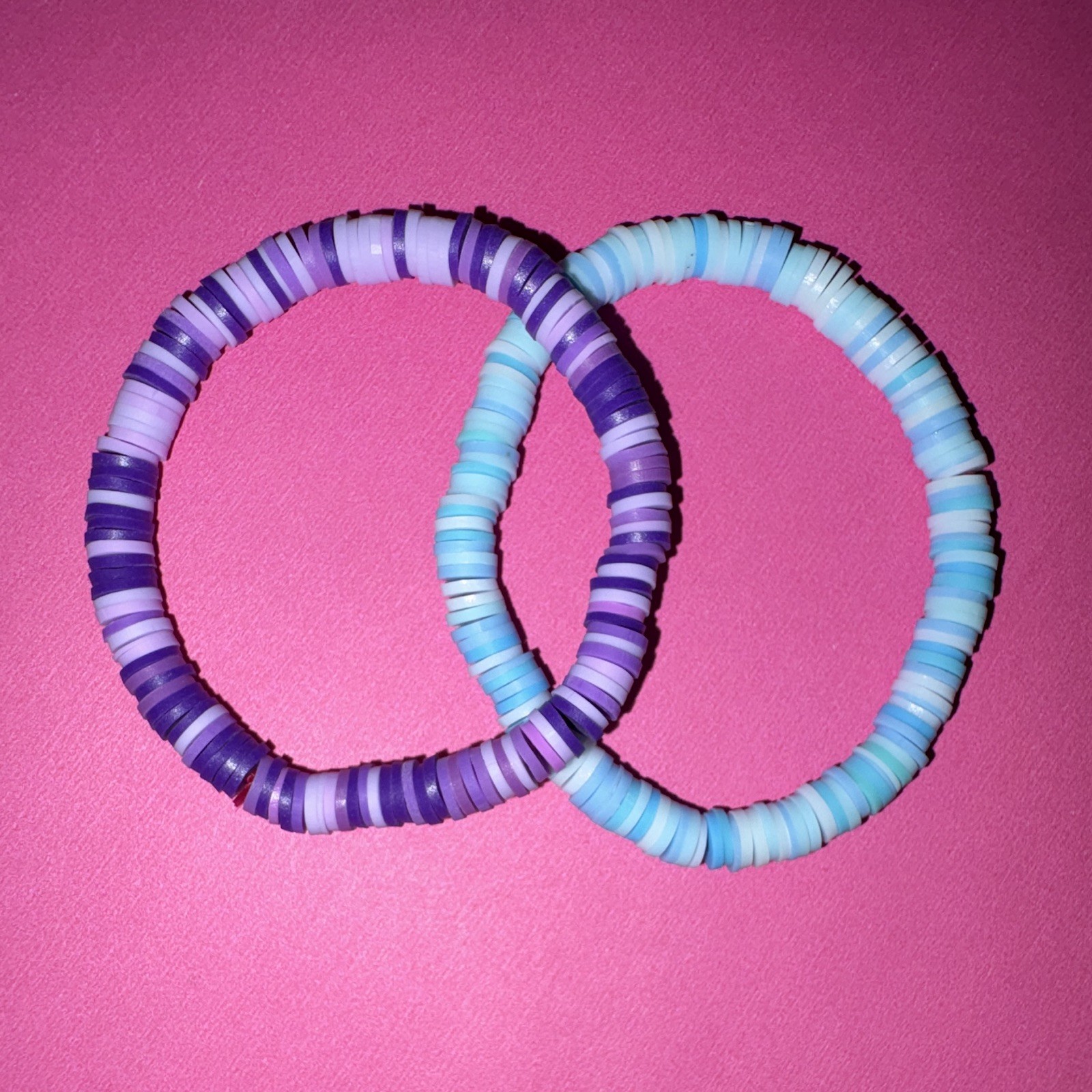Set of 3 Multicolor Plastic Round Beaded Stretch Stackable Bracelets