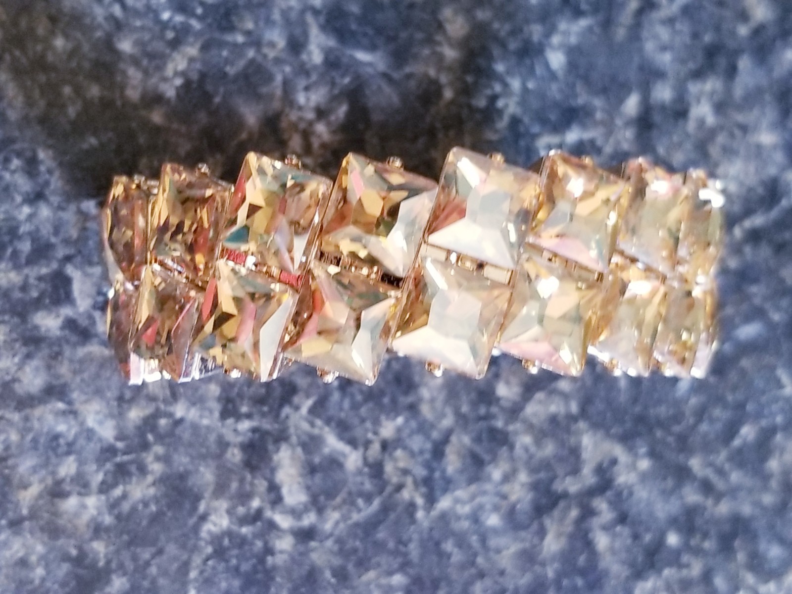 Topaz Gold Rhinestone Stretch Bracelet Statement Drag Pageant Prom Bridal