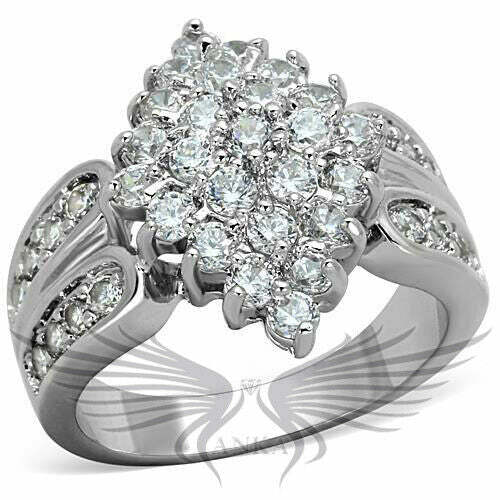 AAA Grade Clear CZ Accented Rhodium Plated Women Ring Size 5 3W568