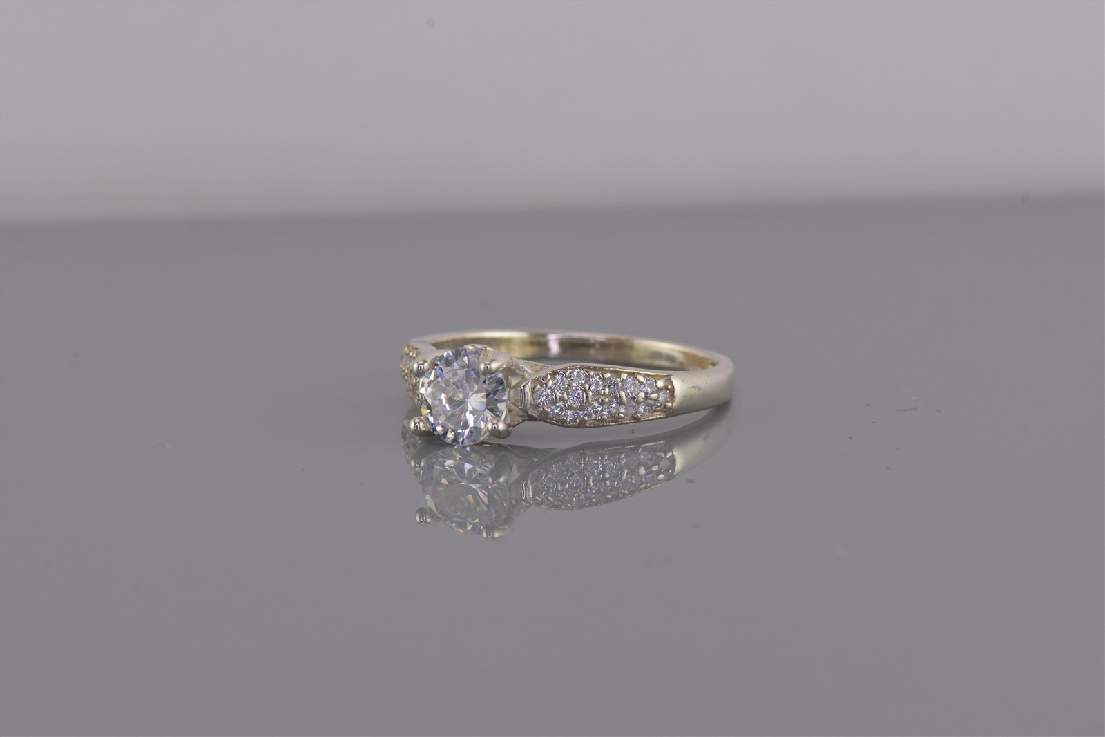 BSI Sterling Silver 6mm Cubic Zirconia Clustered Collar Band Ring 925 Sz: 8