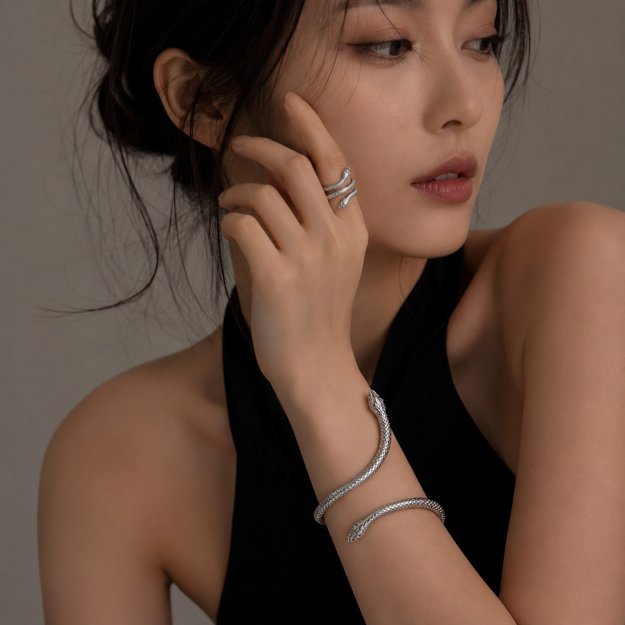 Snake Cuff Bracelet Set Womens Exaggerated Alloy Open Bangle Fashion Jewelry