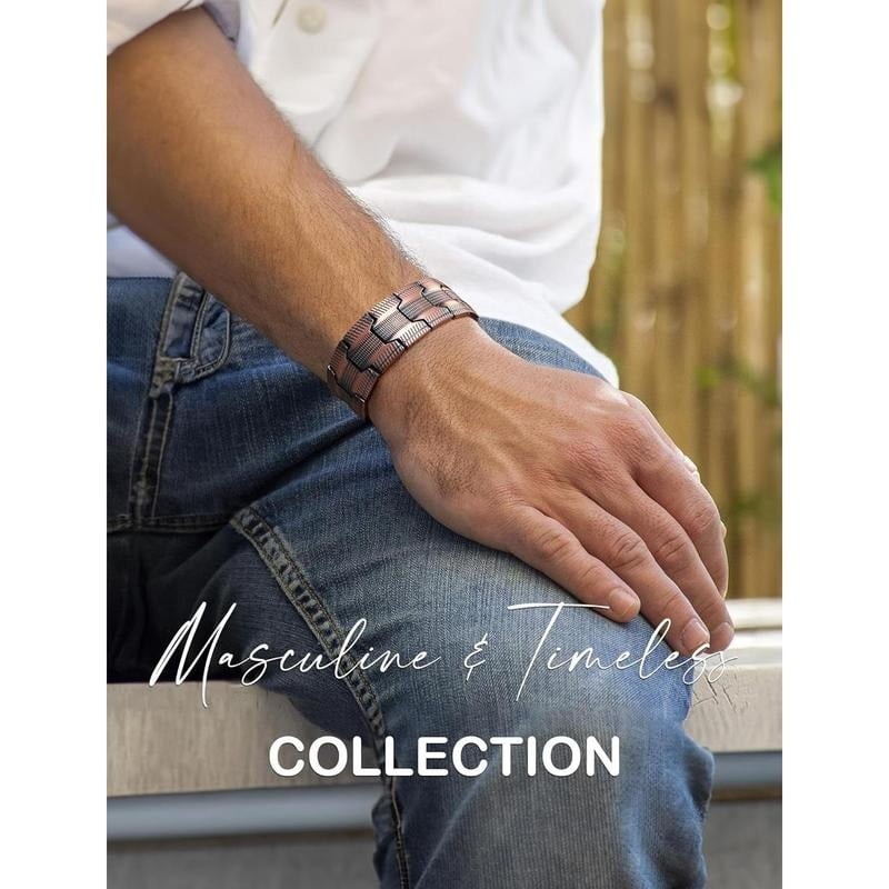 GMOX Men’s Copper Bracelet, 99.99% Copper 3X Strength Magnetic Adjustable Length