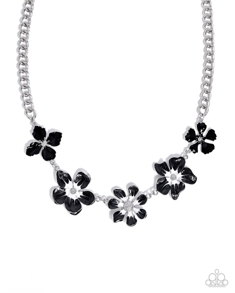 Paparazzi Constant Color – Black – Black & White Paint – Mismatched Flowers – Ne