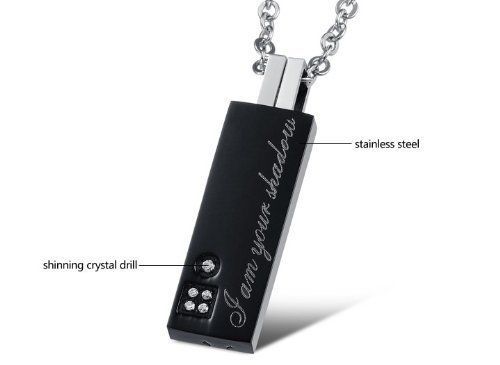 Uhibros His and Hers Matching Set Titanium Plated Couple Pendant Necklace Box
