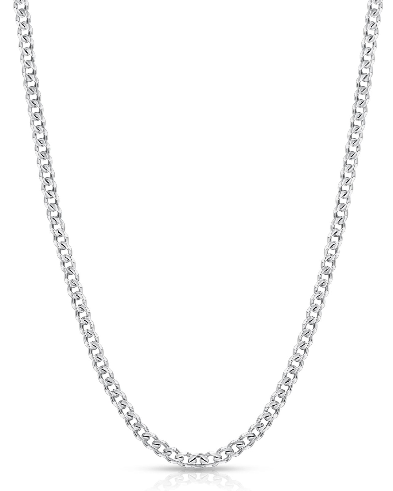 Fiusem 3.5mm Silver Colored Chains for Men, Plated 20 inches,