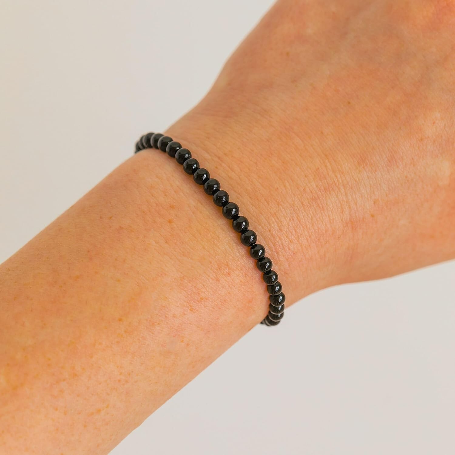 Natural Black Obsidian Stone Bracelet 4mm Healing Crystal Stretch Bracelet
