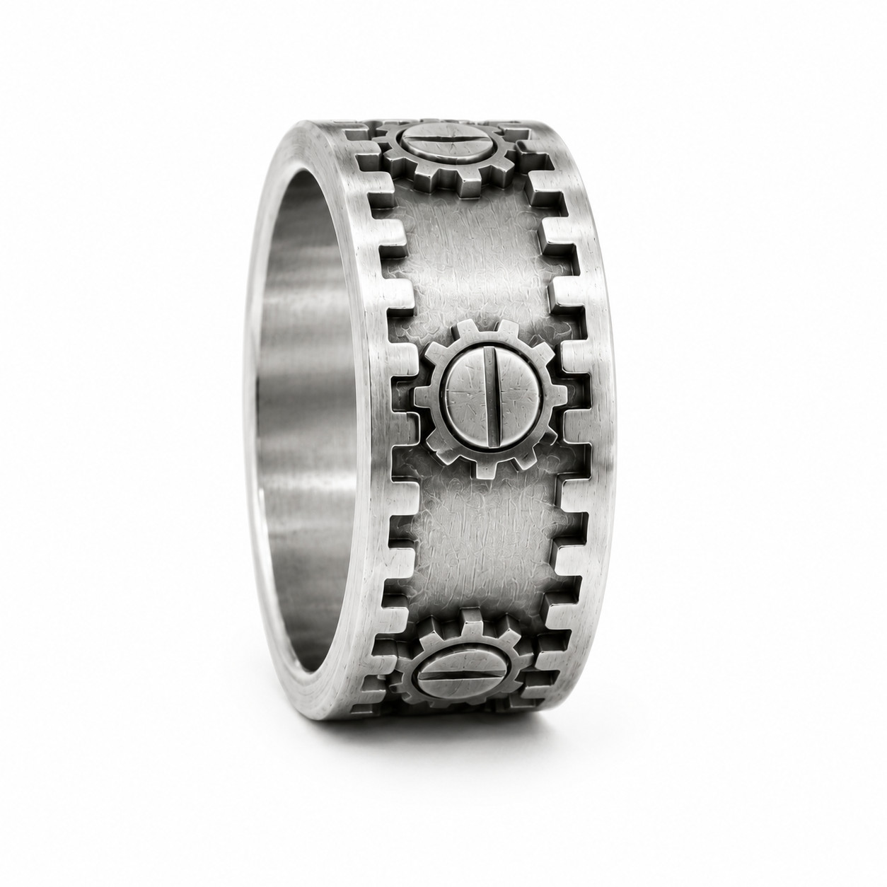 Gear Spinner Anxiety Ring Stainless Steel Fidget Ring Men Women