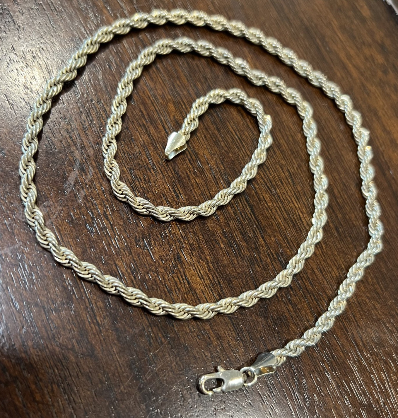 Great Condition Yellow Solid Faux Gold Tone 24″ Classic Rope Chain Necklace 23G