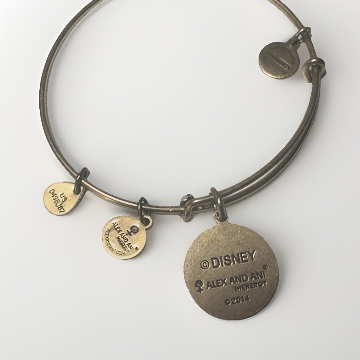 2014 Alex & Ani FROZEN ELSA & ANNA Charm Bracelet Disney Parks Gold Tone RETIRED