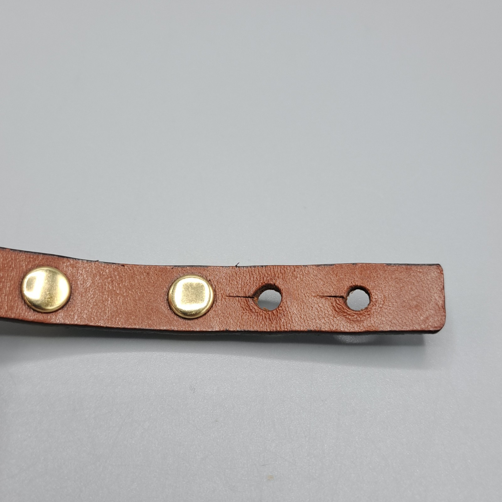 Tory Burch Brown Leather Double Wrap Bracelet w/ Gold Tone Logo Stud Hardware