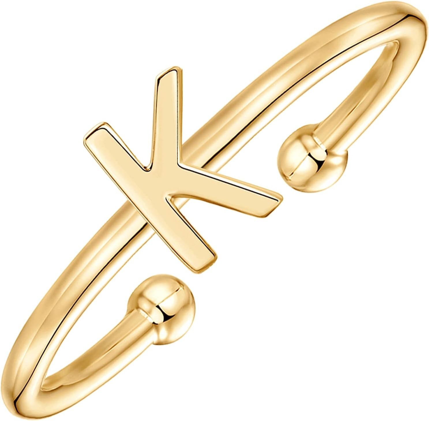 Stylish Hypoallergenic 14K Gold Initial Ring – Adjustable Band for All Occasions