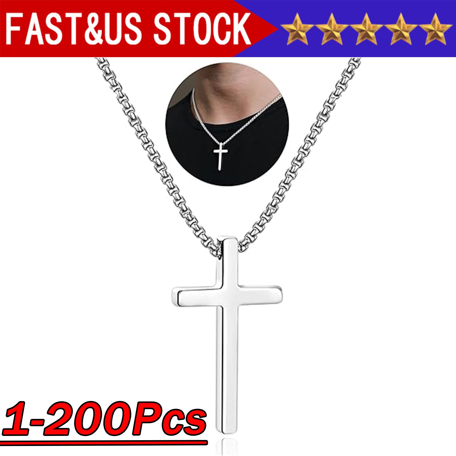 NEW Women’s 925 Sterling Silver Cross Plain & Simple Pendant Adjustable Necklace