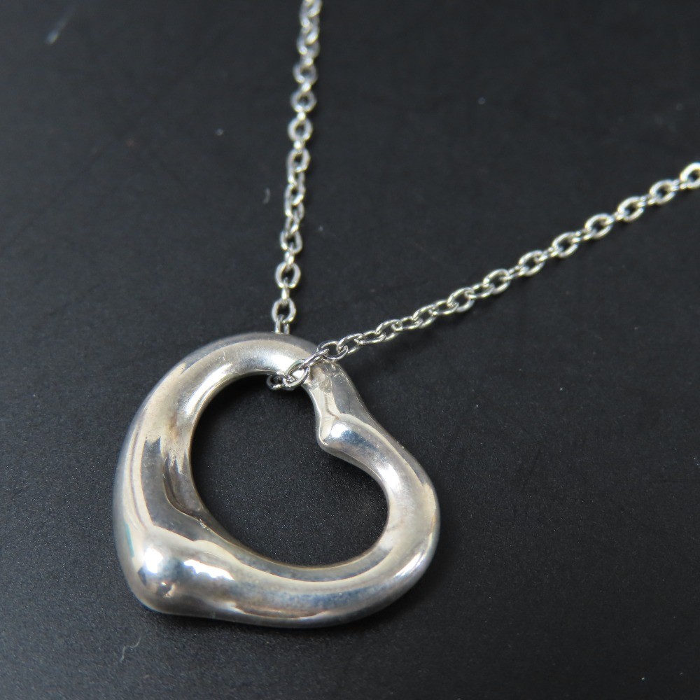 TIFFANY&Co. Open Heart Pendant 925 Sterling Silver 2g Accessory Necklace 103041
