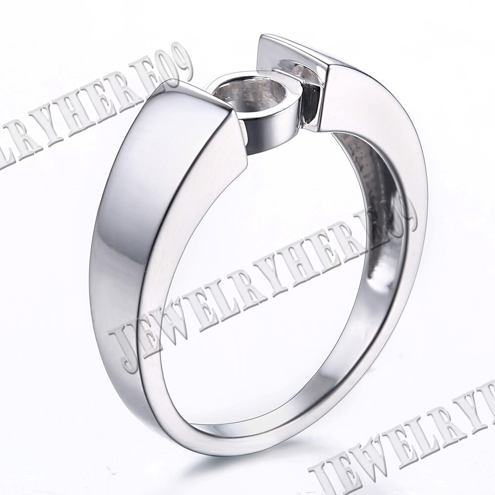 Wedding Fashion 6.5MM Round Tension Setting Solid Semi Mount Ring Silver 925