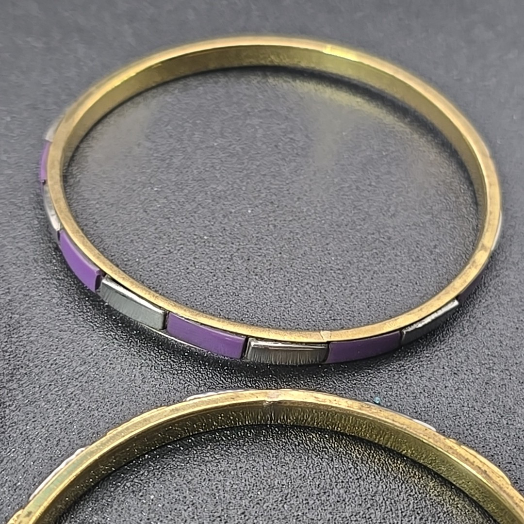 3 India Bangle Bracelet Silver Gold Purple Blue Mirror 2.5″ Diameter Antika New